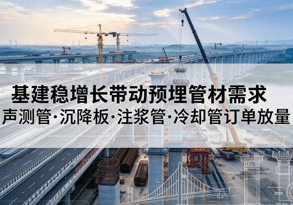 三穗基建稳增长带动预埋监测管材需求，声测管、沉降板、注浆管订单持续放量